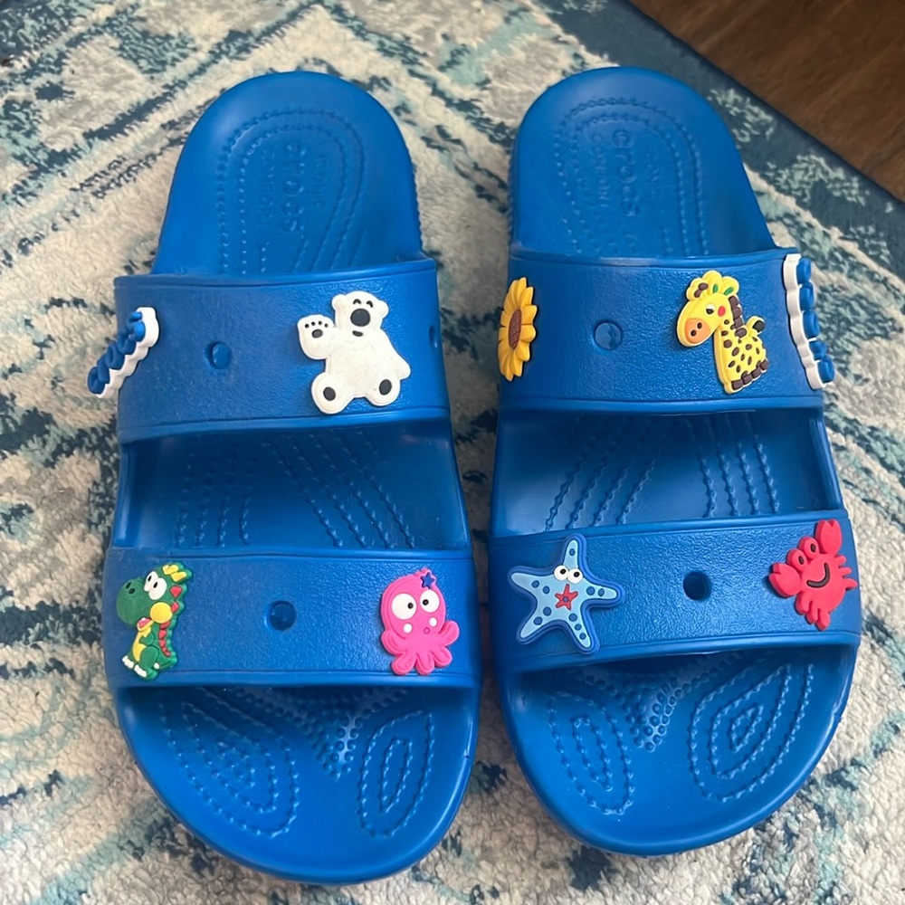 blue croc sandals